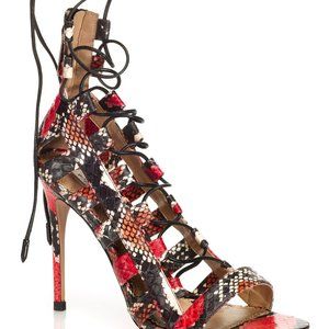 Aquazzura Red Amazon Lace Up Bootie - size 38